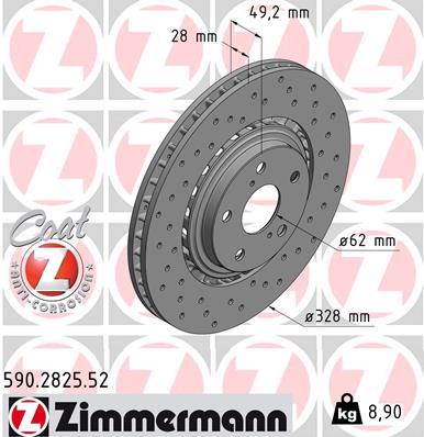Диск тормозной (передний) Toyota Rav 4 12-/Lexus RX/NX 08- (328x28)(с покрыт) (вент) (с отверстиями) фото 7