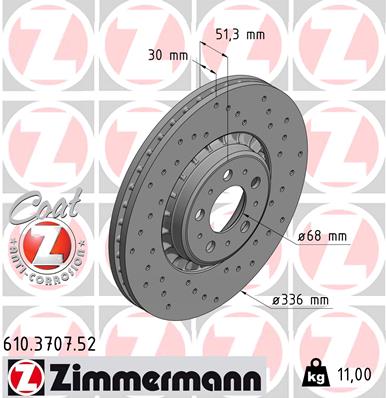 Диск гальмівний SPORT Z VOLVO XC90 I (275) 2.4 2002.06-2015.01 ZIMMERMANN (610.3707.52) Zimmermann фото 2