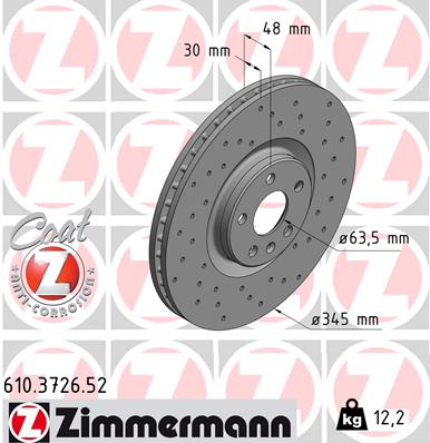 Диск гальмівний SPORT Z VOLVO XC90 II (256) 2.0 2014.09- ZIMMERMANN (610.3726.52) Zimmermann фото 2