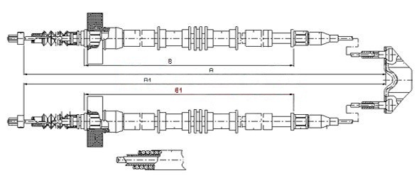 Трос ручного гальма OPEL ASTRA G УНІВЕРСАЛ (T98) 1.7 CDTI (F35) 1.7 2003.04 - 2004.05 METZGER (11.5859) Metzger фото 2