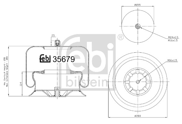 Пневморесори PW 34759-01K для MERCEDES-BENZ ACTROS MP2 / MP3 1832, LS, LLS
