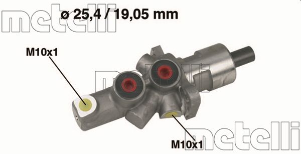 Циліндр гальмівний головний MB 190 (W201) 10/82-08/93 / MB CABRIOLET (A124) 09/91-06/93 / MB METELLI (05-0176) Metelli фото 2