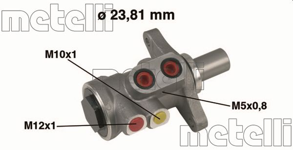 Циліндр гальмівний головний D=23.81 FORD FIESTA BOX (J5_, J3_) 02/96-- / FORD FIESTA IV (JA_, METELLI (05-0448) Metelli фото 2