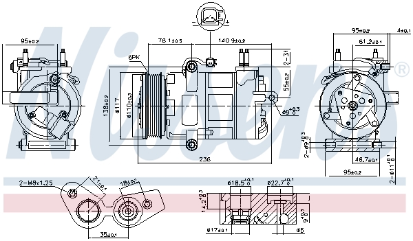 Компресор кондиціонера FORD TRANSIT (TTG) (13-) 2.2 TDCI NISSENS (890217) Nissens фото 2