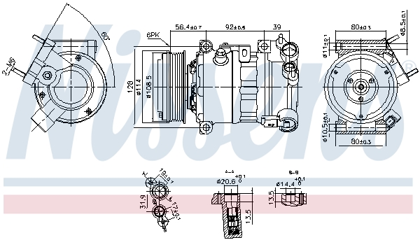 Компресор кондиціонера PEUGEOT 3008 ДЖИП (MC_, MR_, MJ_, M4_) 1.6 BLUEHDI 120 2016.05 - NISSENS (890599) Nissens фото 2