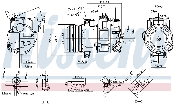 Компресор кондиціонера MERCEDES SLK-CLASS W 172 (11-) SLK 250 CDI NISSENS (890696) Nissens фото 2