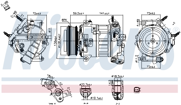Компресор кондиціонера FORD TRANSIT V363 ПЛАТФОРМА/ШАСІ (FED, FFD) 2.0 ECOBLUE RWD 2013. NISSENS (890796) Nissens фото 2