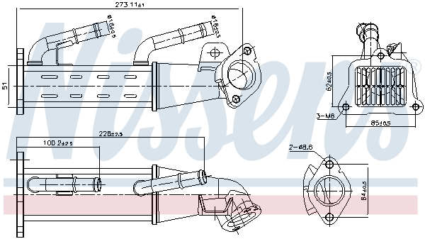 Радіатор відпрацьованих газів FORD TRANSIT (FM_ _,...) - 2.2 TDCI RWD (2006.04 - 2014.12) NISSENS (989404) Nissens фото 2