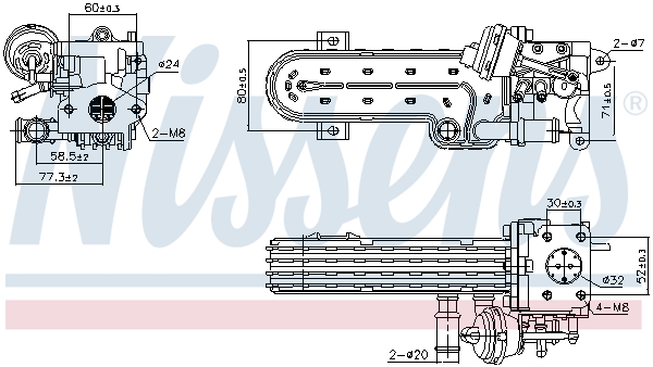 Радіатор відпрацьованих газів SKODA OCTAVIA II (1Z3) - 2.0 TDI 16V (02.2004 - 04.2013) NISSENS (989413) Nissens фото 2
