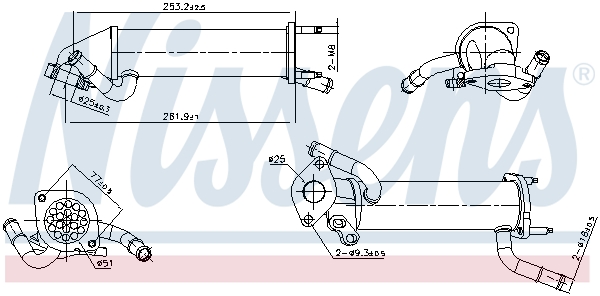 Радіатор відпрацьованих газів FORD TRANSIT (FM_ _,...) - 2.4 TDCI RWD (2006.04 - 2014.12) NISSENS (989449) Nissens фото 2