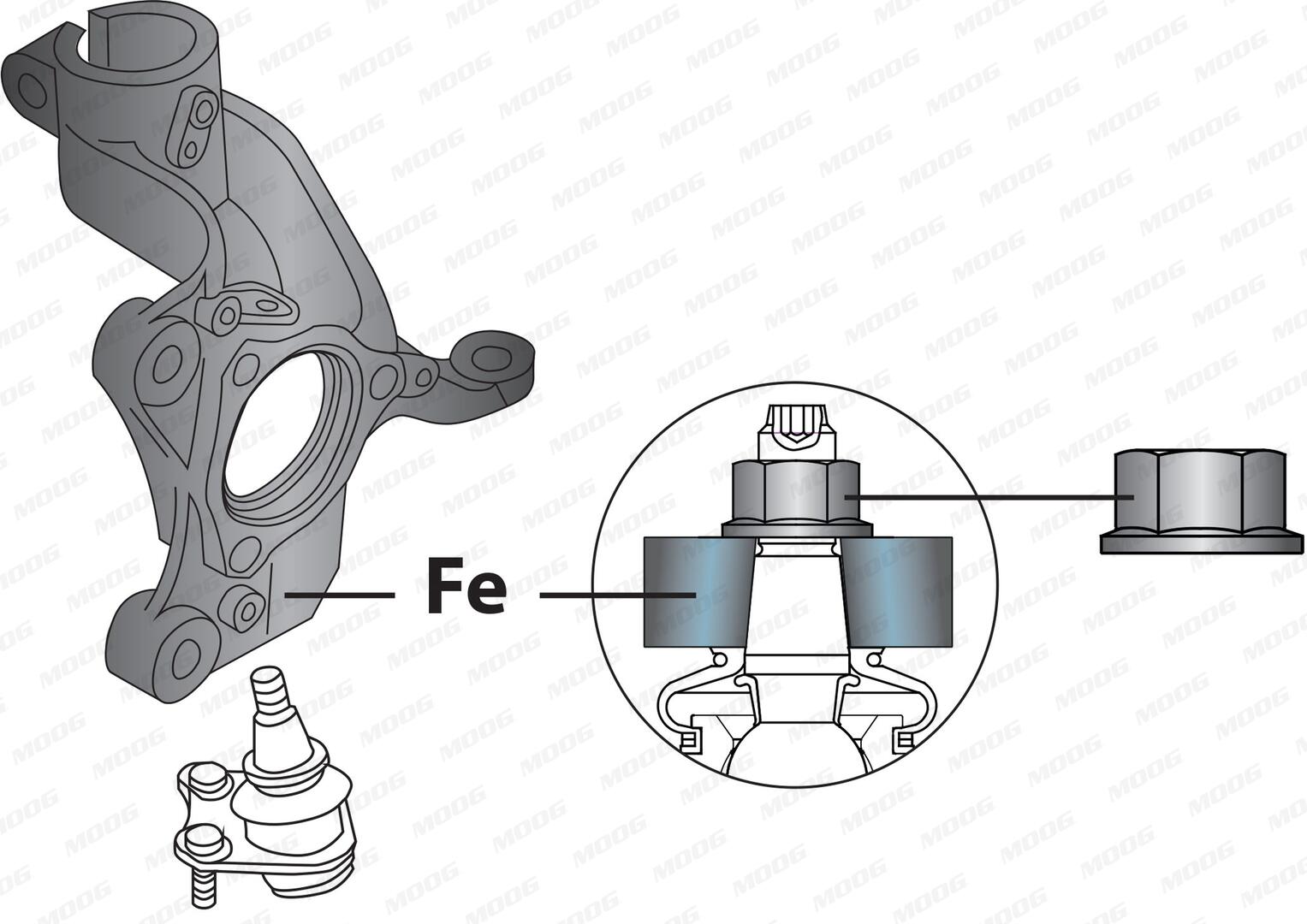 Опора кульова AUDI/SEAT/ SKODA/ VW A3 (8V1)/A3 SPORTBACK (8VA)/LEON (5F1/5F5)/O MOOG (VO-BJ-13582) Moog фото 2