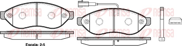 Колодки гальмівні дискові CITROEN JUMPER II ФУРГОН 2.2 2006.04- REMSA (1237.01) Remsa фото 2