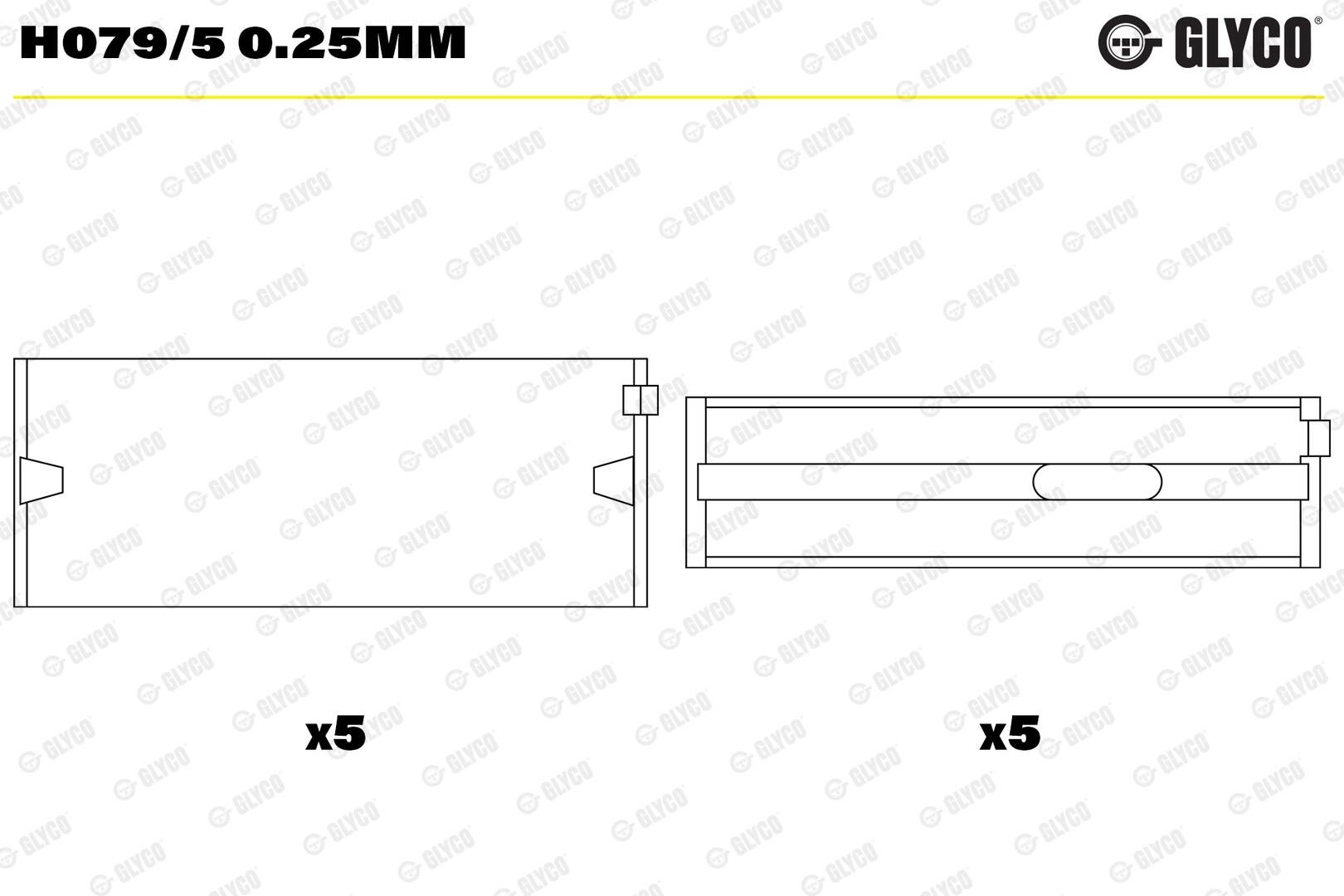 Вкладиші VAG 1.9TDI/2.0TDI ASZ/AVF/AWX/ARL/PDI/BKD/CDBA/BVA/BMA/BLS GLYCO (H079/5 0.25MM) Glyco фото 2