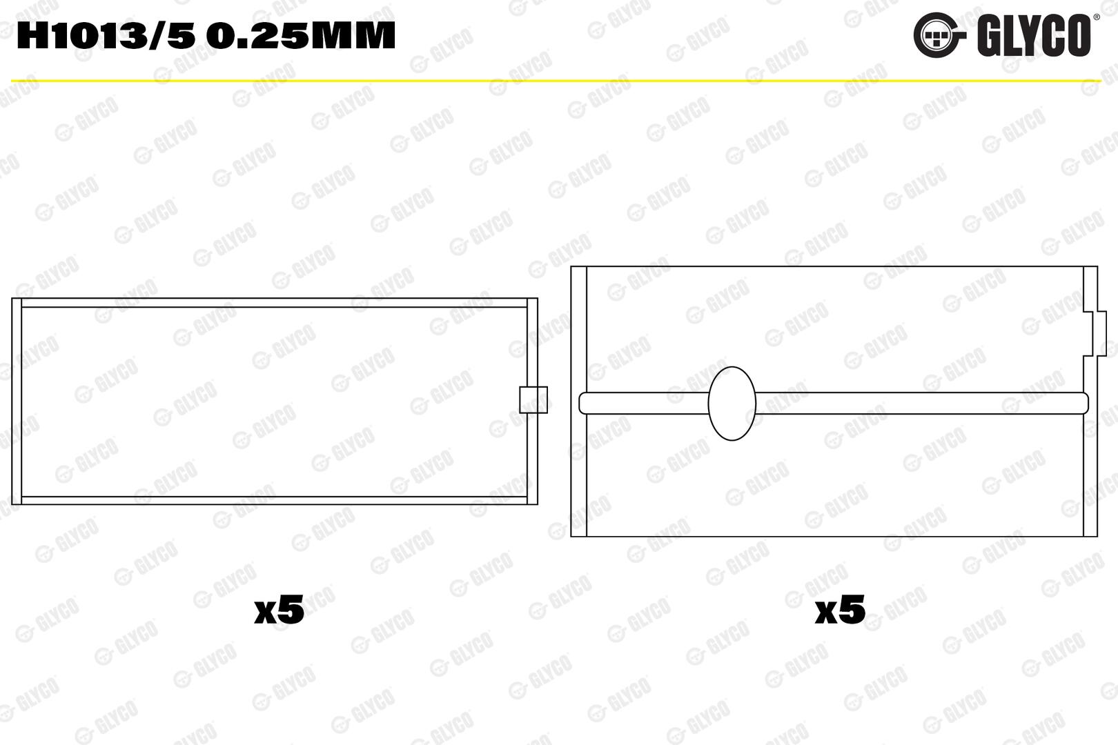 Вкладиші NISSAN/OPEL/RENAULT G9U720/724/730/750/754 G8T706/714/716/740/752 GLYCO (H1013/5 0.25MM) Glyco фото 2