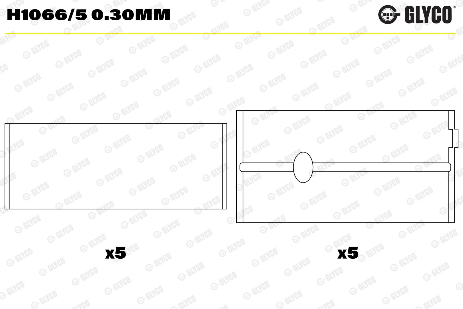 Вкладиші PSA/FORD 1.4/1.6 HDI DV4TD/8HX/DV4TED4(8HY)/DV6TED4/9HY/DV6C GLYCO (H1066/5 0.30MM) Glyco фото 2