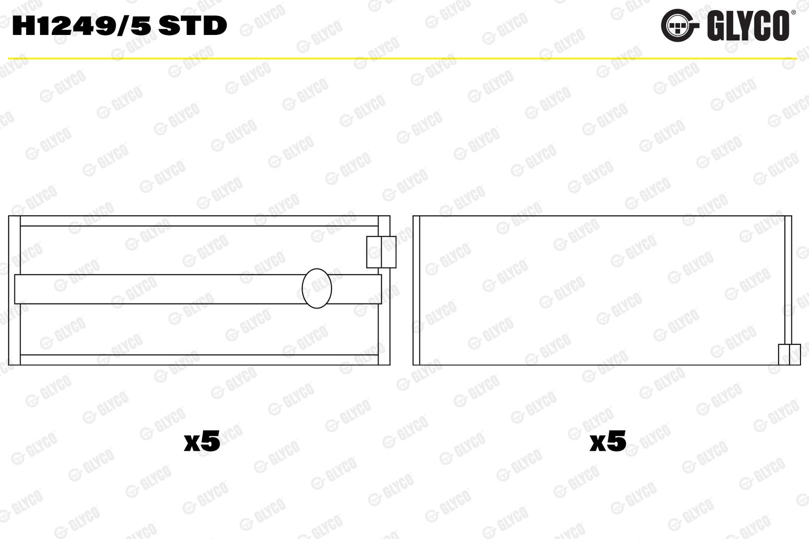 Вкладиші NISSAN 2.2DCI/2.5DCI YD22DDT/YD22DDTI/YD25DDTI GLYCO (H1249/5 STD) Glyco фото 2