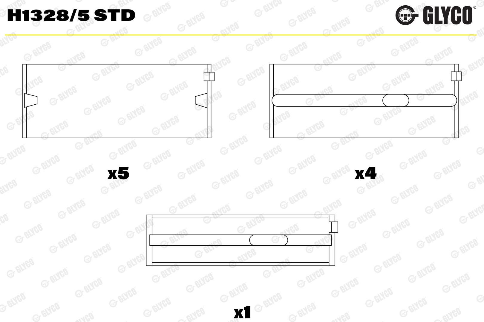 Вкладиші VAG 1.6-2.0TDI/BITDI CAYA/CAAE/CAYB/CAYC/CDBA/CKTB (IROX) GLYCO (H1328/5 STD) Glyco фото 2