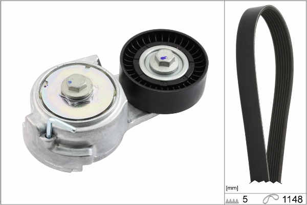Комплект ремня генератора Fiat Doblo 1.4 05- (5PK1148) фото 9
