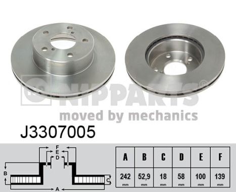 Диск гальмівний SUBARU LEGACY I (BC) 1.8 1989.01-1995.12 NIPPARTS (J3307005) Nipparts фото 2