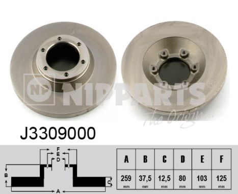 Диск гальмівний ISUZU TROOPER 2.2D 84/05- NIPPARTS (J3309000) Nipparts фото 2