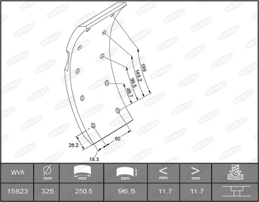 Гальмівні накладки FE 1581712106015603 для DAF 45 FA 45.160 C08
