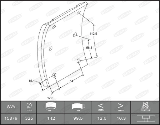 Гальмівні накладки FE 1587916506016498 для MAN L 2000 9.223 LC,9.223 LLC