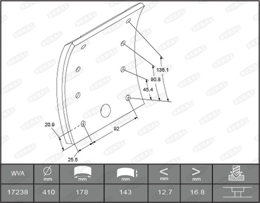 Гальмівні накладки FE 1723817000015498 для MERCEDES-BENZ ATEGO 1823, 1823 L