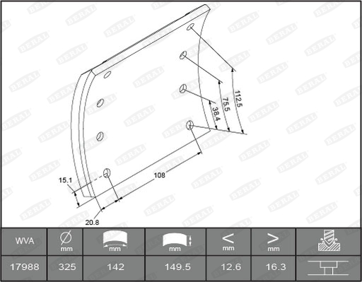 Гальмівні накладки FE 1798816206016498 для MAN L 2000 8.153 LAEC