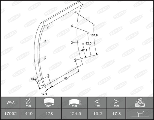 Гальмівні накладки FE 1799218306016278 для VOLVO FH 12 FH 12/460