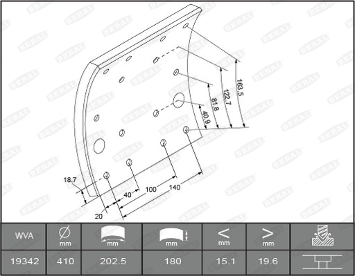 Гальмівні накладки FE 1926219806016375 для IVECO EuroTech MP 240 E 34