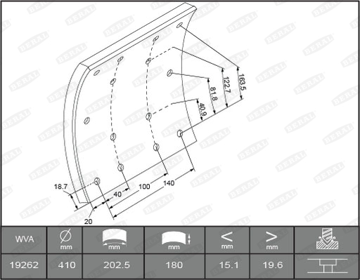 Гальмівні накладки FE 1926219806016425 для IVECO EuroTech MP 240 E 34