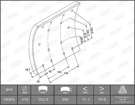 Гальмівні накладки FE 1926319806016375 для IVECO EuroTech MP 240 E 34