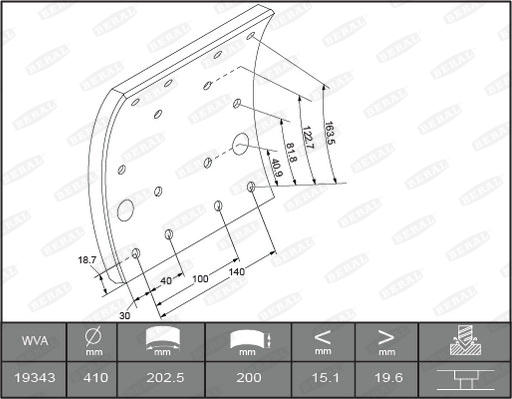 Гальмівні накладки FE 1926319806016425 для IVECO EuroTech MP 240 E 34