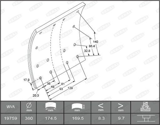 Гальмівні накладки FE 1975814806016496 для VOLVO FL 6 FL 612