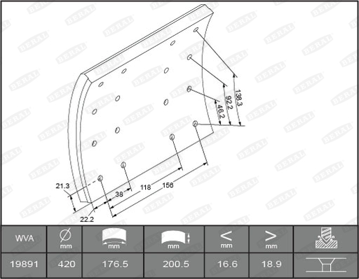 Гальмівні накладки FE 1989018506016166 для DAF 95 XF FAD 95 XF 430