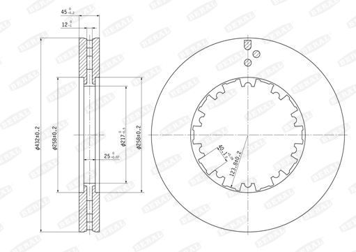 Гальмівні диски FE BCR225A для DAF 85 CF FA 85 CF 430
