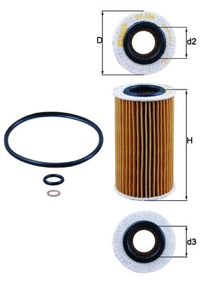 Фільтр масляний HYUNDAI TUCSON (JM) 2.0 CRDI 2004.06 - 2019.12 MAHLE (OX384D) Mahle фото 2