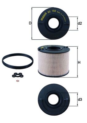 Фільтр паливний VW TOUAREG (7LA, 7L6, 7L7) 3.0 V6 TDI 2002.10 - 2013.01 MAHLE (KX192D) Mahle фото 2