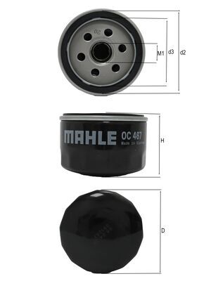 Фільтр масляний DACIA LOGAN (LS_) 1.4 (LSOA, LSOC, LSOE, LSOG) 2004.08 - MAHLE (OC467) Mahle фото 2