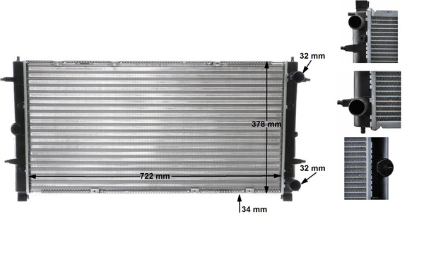 Радіатор охолоджування VW TRANSPORTER T4 ФУРГОН (70A, 70H, 7DA, 7DH) 1.9 TD 1990.07 - 20 MAHLE (CR 398 000S) Mahle фото 2