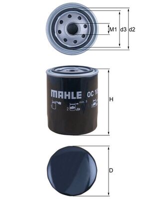 Фільтр масляний VW TRANSPORTER T4 (70A, 70H, 7DA, 7DH) 2.5 TDI 1990.07 - 2003.04 MAHLE (OC105) Mahle фото 2