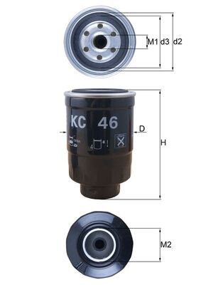 Фільтр паливний HYUNDAI H100 2.5 D 1993.07 - 2007.02 MAHLE (KC46) Mahle фото 2