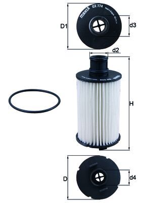 Фільтр масляний LAND ROVER RANGE ROVER III (L322) 5.0 4X4 2002.03 - 2012.12 MAHLE (OX774D) Mahle фото 2