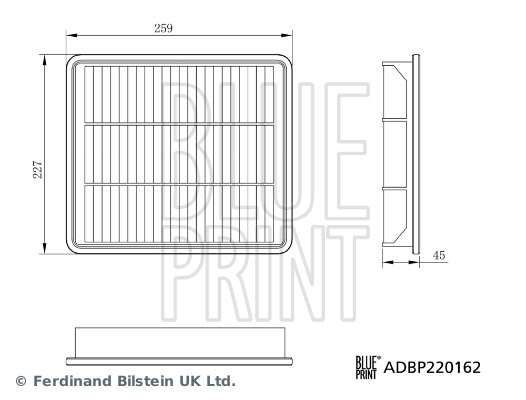 Фільтр повітряний HAVAL H2 1.5 2014.04 - BLUE PRINT (ADBP220162) Blue Print фото 2