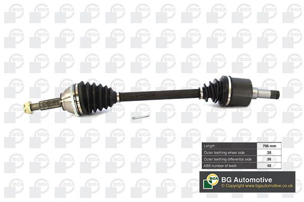 Піввісь FORD TRANSIT 2006-2012, TRANSIT TOURNEO 2002-2006 BGA (DS2326L) BGA фото 2