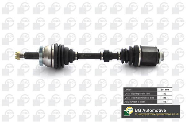 Піввісь Hyundai Santa Fe 06-10/ Sorento 10- 2.0/2.2CRDi Пр. (30z/610mm)