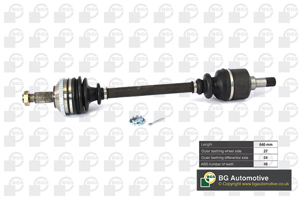 Піввісь PEUGEOT 806 2000-2002, BOXER 1994-2002, EXPERT 2004-2007 BGA (DS6713L) BGA фото 2