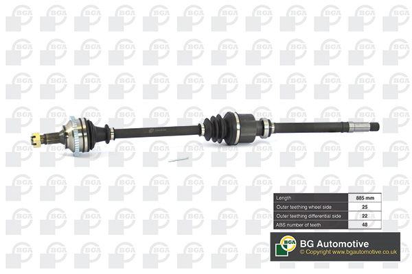 Піввісь PEUGEOT 206 2002-2006 BGA (DS6722RA) BGA фото 2