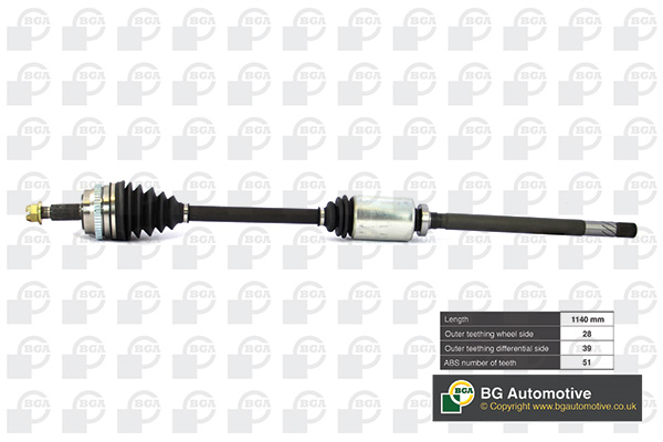 Піввісь OPEL/VAUXHALL MOVANO 2006-2010 BGA (DS7335RA) BGA фото 2