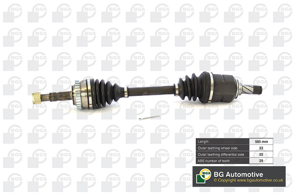 Піввісь OPEL / VAUXHALL ASTRA 1998-2005, COMBO 2009-2012, CORSA 2009-2011 BGA (DS9500LA) BGA фото 2